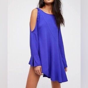 Free People Clear Skies Tunic Dress Violet Cold Shoulder asymmetrical hem Small